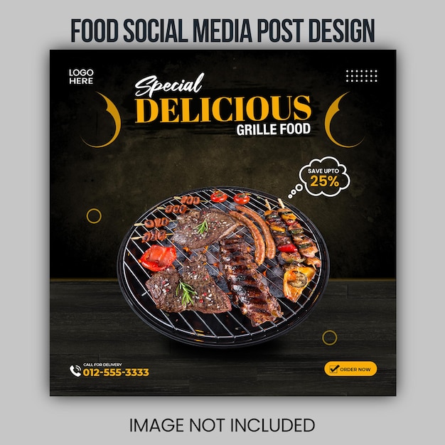 Plantilla de banner de redes sociales de menú de comida deliciosa Archivo PSD Gratis