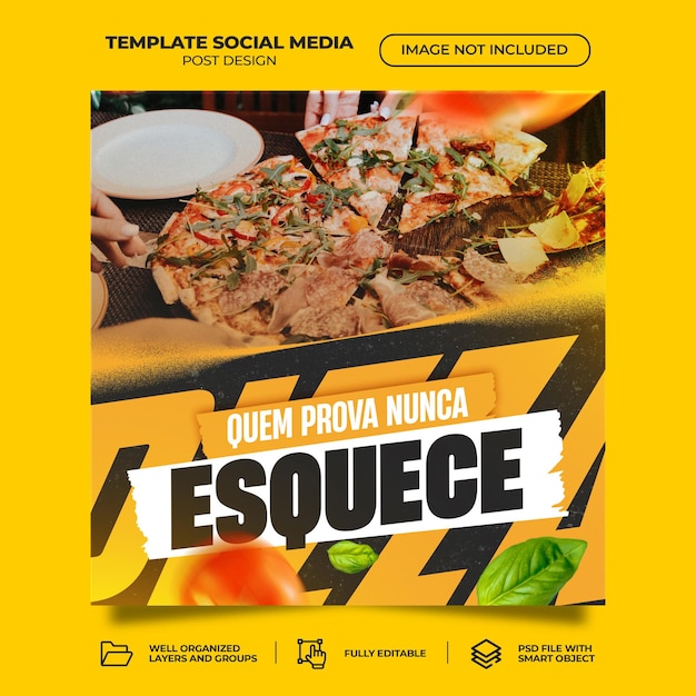 PSD plantilla de banner de redes sociales de menú de comida psd y pizza deliciosa