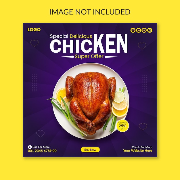 Plantilla de banner de redes sociales de menú de comida y restaurante