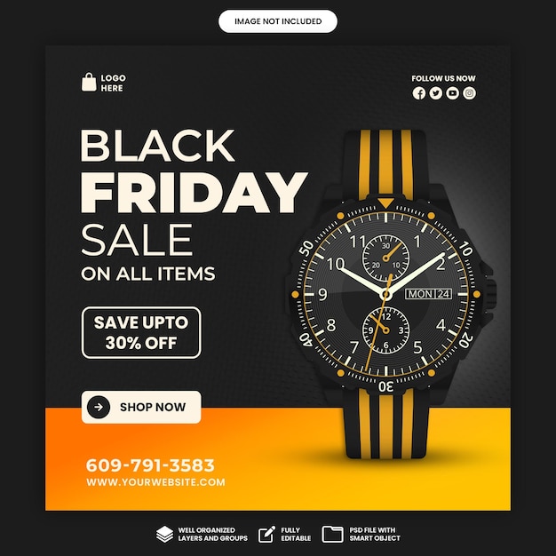 plantilla de banner de redes sociales de oferta especial de viernes negro psd