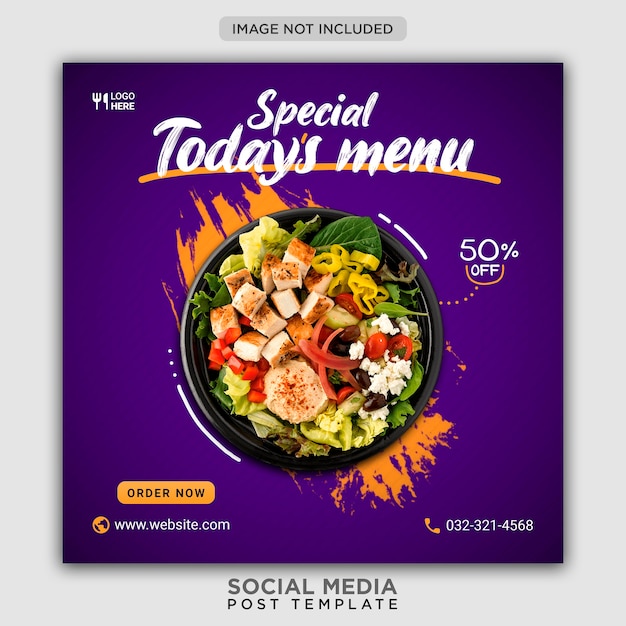 Plantilla de banner de redes sociales de promoción de menú de hoy