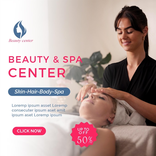 Plantilla de banner de redes sociales para salón de belleza y spa