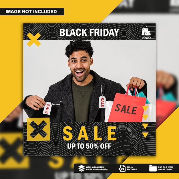 Plantilla de banner de redes sociales de super venta de viernes negro