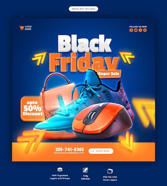 Plantilla de banner de las redes sociales de la Superventa del Viernes Negro