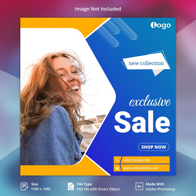 PSD plantilla de banner de redes sociales de venta exclusiva