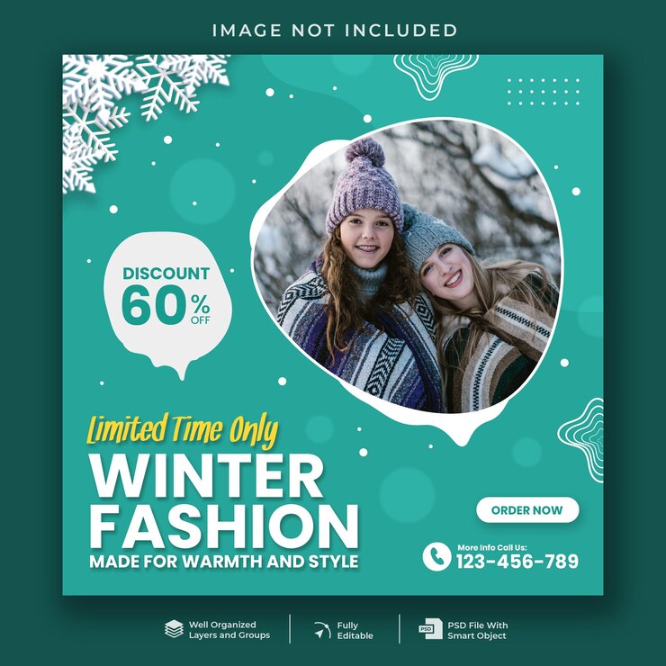 PSD plantilla de banner de redes sociales de venta de moda de invierno