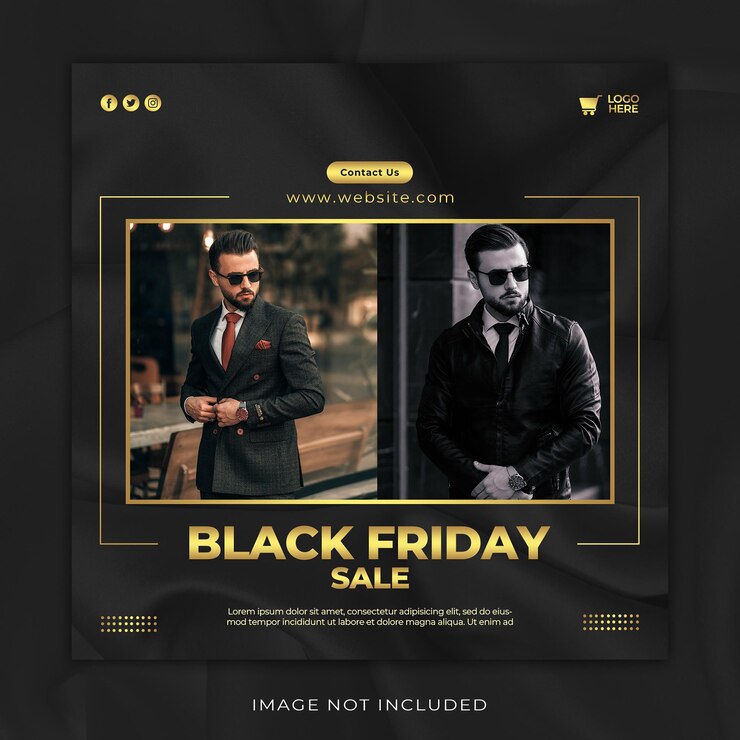 PSD plantilla de banner de redes sociales de viernes negro de venta de moda gratuita