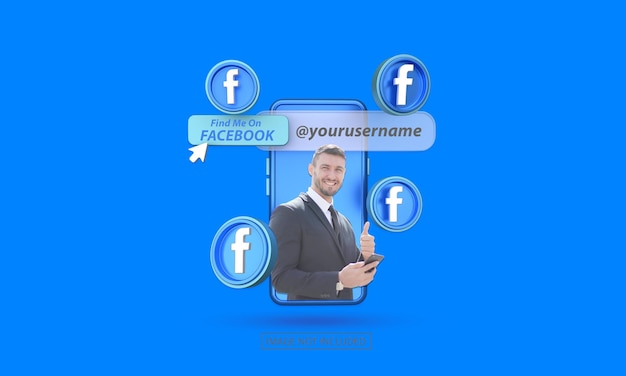 Plantilla de banner de redes sociales en vivo de facebook con icono 3d