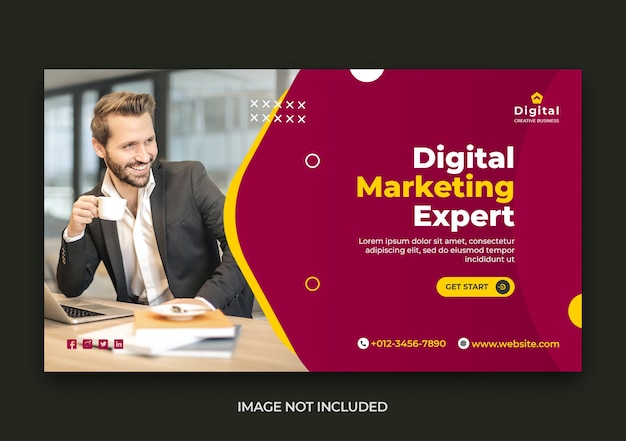 Plantilla de banner de redes sociales y web de marketing digital