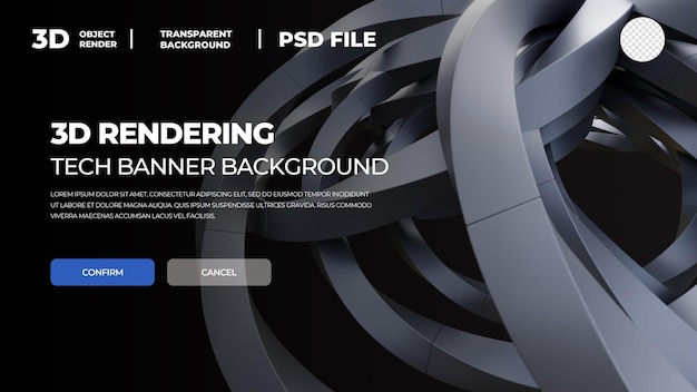 plantilla de banner de renderización en 3D HD con elementos en 3D
