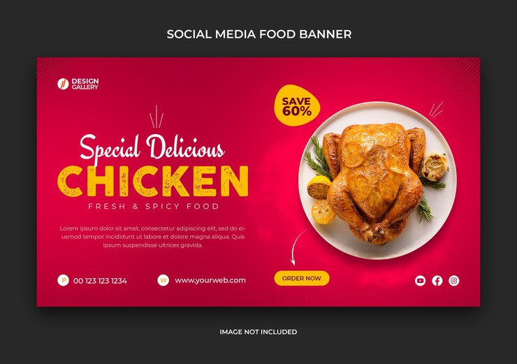 PSD plantilla de banner de restaurante de comida rápida web y redes sociales