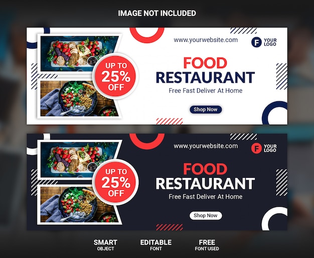 Plantilla de banner de restaurante de comida