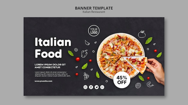 PSD plantilla de banner de restaurante italiano