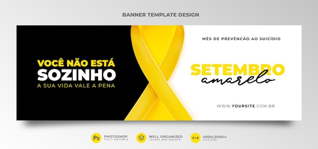 Plantilla de banner septiembre amarillo para campaña de marketing en brasil en 3d render