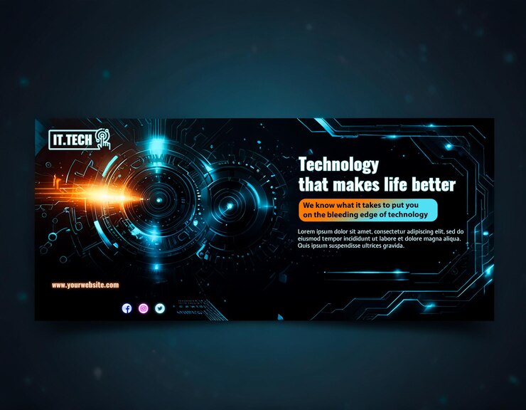 PSD plantilla de banner tecnológico