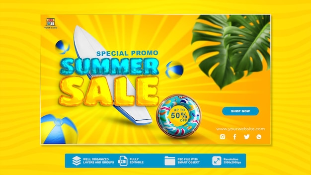 PSD plantilla de banner de venta especial de verano de promoción