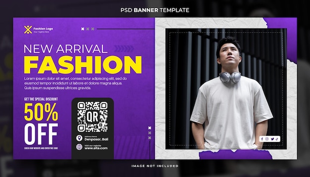PSD plantilla de banner de venta de moda púrpura