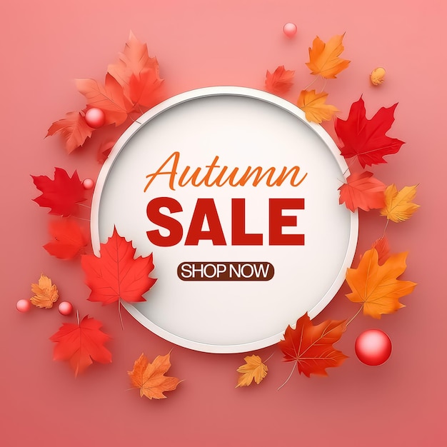 Plantilla de banner de venta de otoño para publicidad