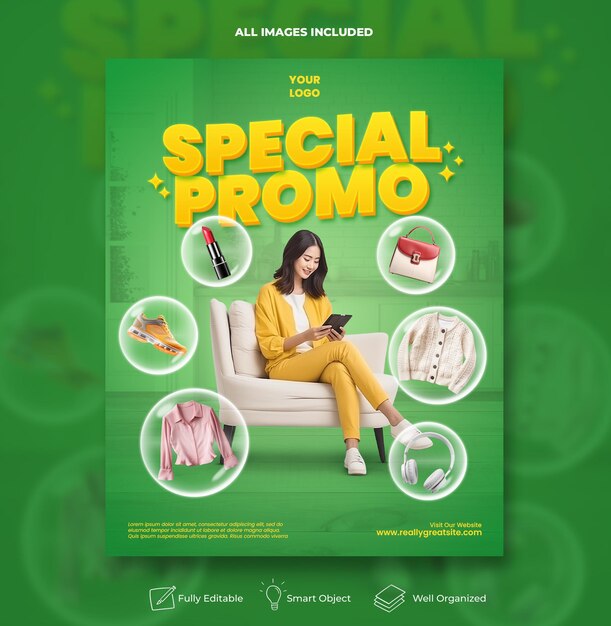 Plantilla de banner de venta promocional especial para el post de instagram