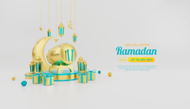 Plantilla de banner de venta de ramadán