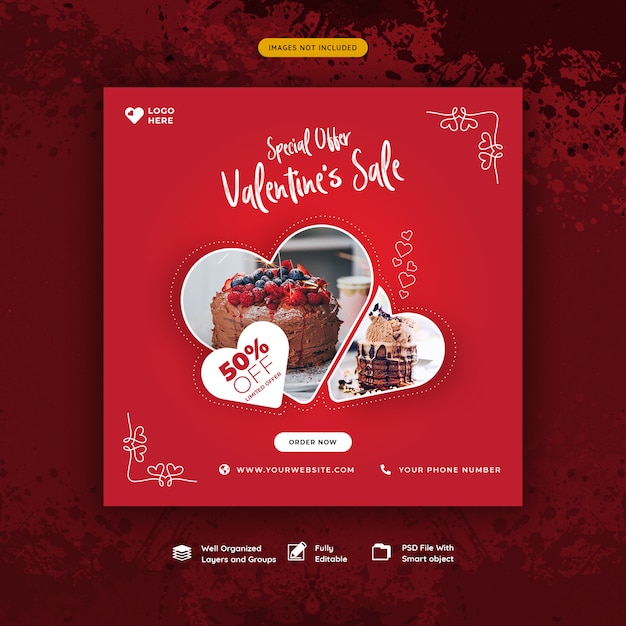 Plantilla de banner de venta de san valentín