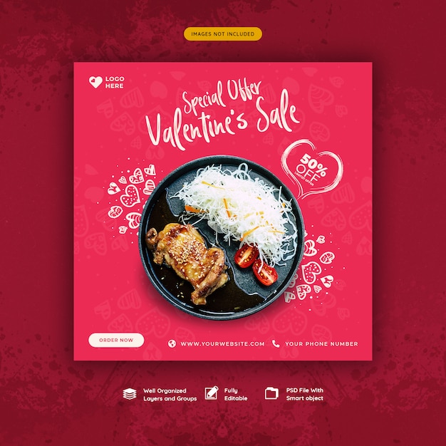 Plantilla de banner de venta de San Valentín