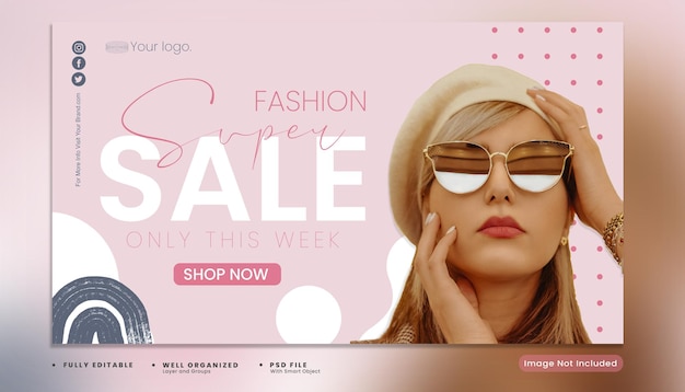 Plantilla de banner de venta de súper moda premium PSD