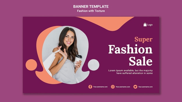 Plantilla de banner de venta de súper moda