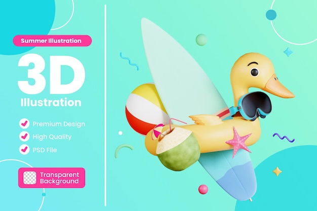 PSD plantilla de banner de venta de verano con ilustración 3d