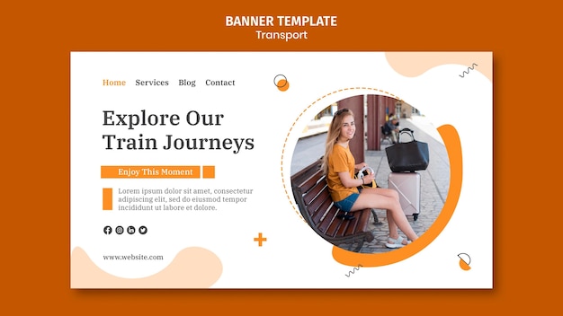 PSD plantilla de banner de viajes en tren