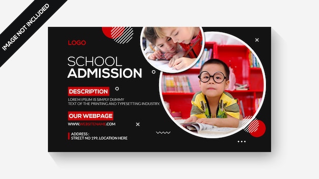PSD plantilla de banner web de admisión escolar
