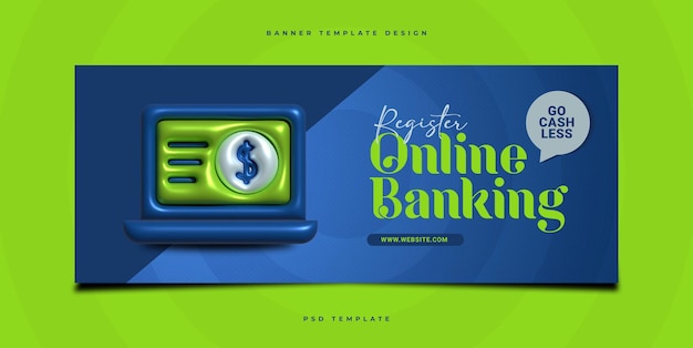 Plantilla de banner web de banca por internet en línea y banca móvil