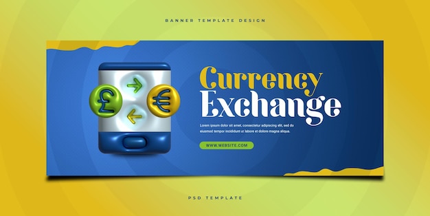 PSD plantilla de banner web de cambio de moneda y transferencia de dinero