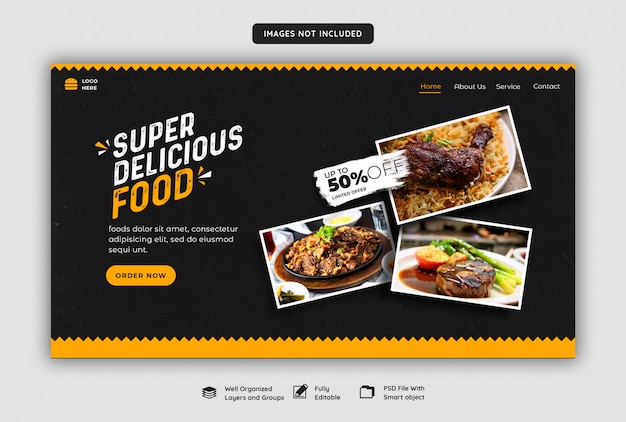 PSD plantilla de banner web de comida deliciosa