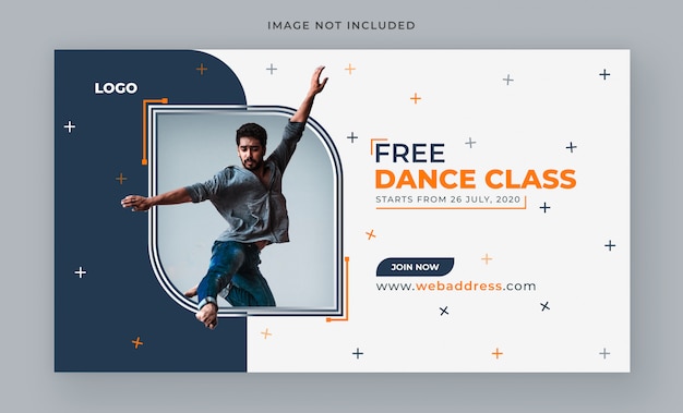 Plantilla de banner web creativo naranja de baile