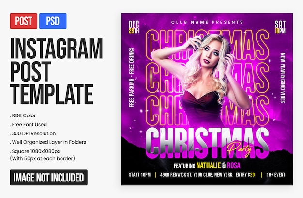 Plantilla de banner web cuadrado y publicación de instagram de night club dj party