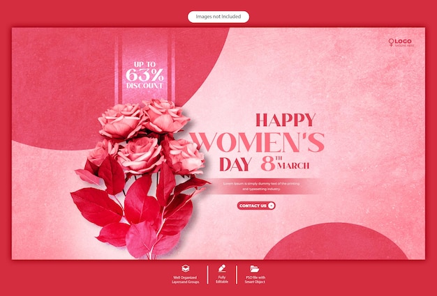 PSD plantilla de banner web para el día de la mujer y la súper venta de psd