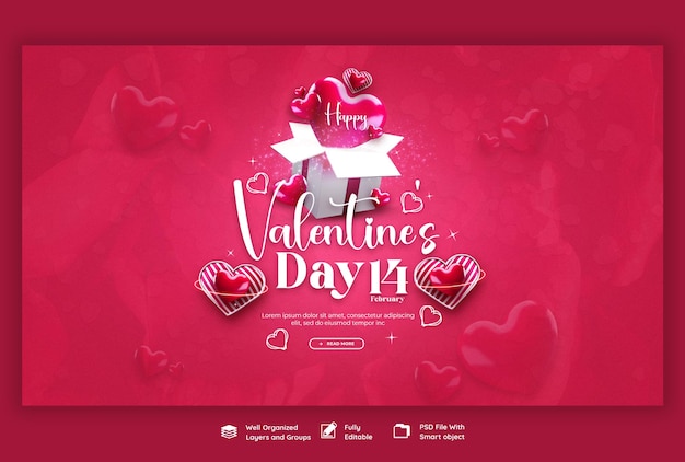 PSD plantilla de banner web para el día de san valentín y la súper venta