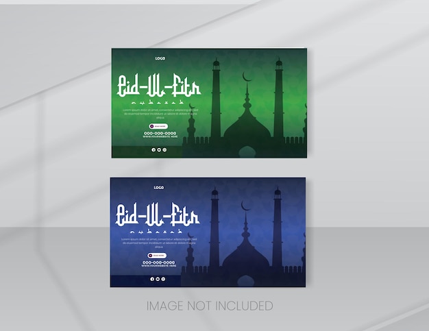 PSD plantilla de banner web de eid mubarak y eid ul fitr