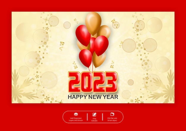 Plantilla de banner web de feliz año nuevo 2023