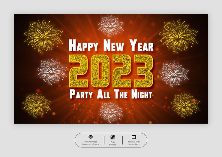 PSD plantilla de banner web de feliz año nuevo 2023