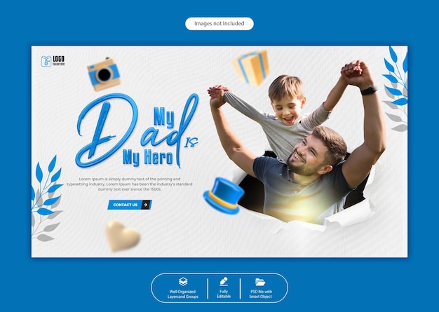 PSD plantilla de banner web de feliz día del padre psd