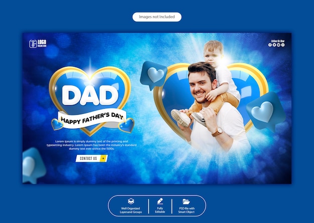 PSD plantilla de banner web de feliz día del padre psd