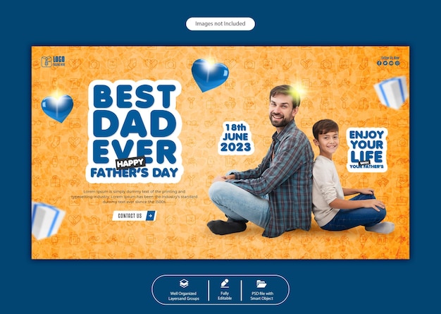 PSD plantilla de banner web de feliz día del padre psd