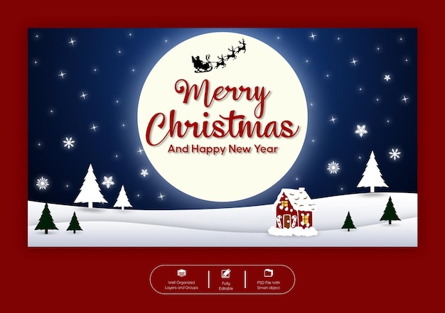 PSD plantilla de banner web feliz navidad y feliz año nuevo