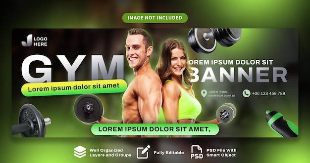 plantilla de banner web de gimnasio y fitness