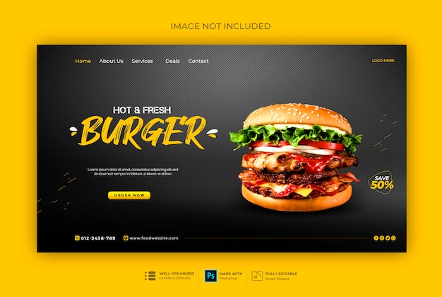Plantilla de banner web de hamburguesa de comida rápida