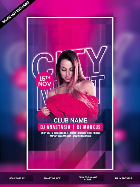 Plantilla de banner web de instagram de fiesta nocturna de la ciudad