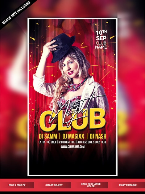 PSD plantilla de banner web de instagram de fiesta nocturna de club