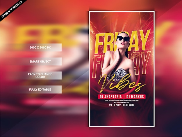 Plantilla de banner web de instagram de fiesta de viernes por la noche